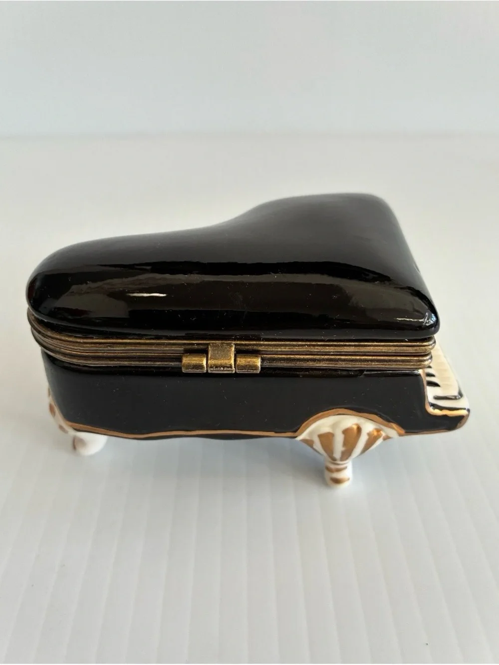 Vintage Black Piano Small Trinket Box Collectible Contemporary Classic Retro